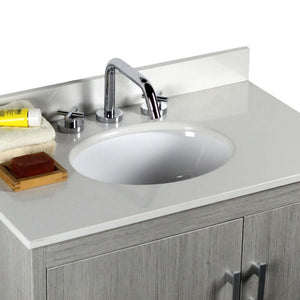 31" Single vanity in Gray Pine finish top with White Quartz and oval sink - 808130-30-GP-WEO