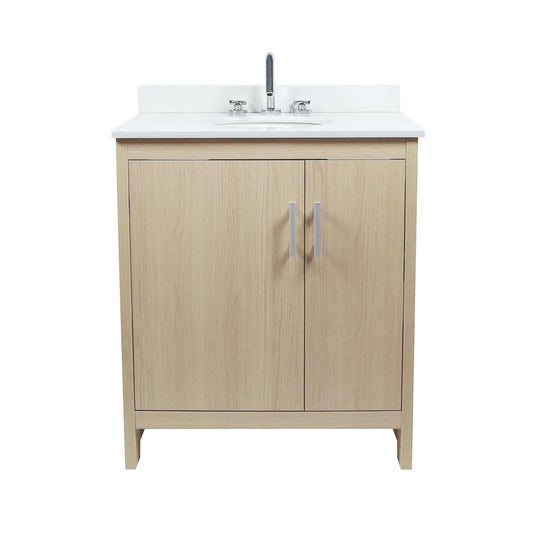 31" Single Vanity In Gray Pine Finish Top With White Quartz And Oval Sink - 808130-31-CO
