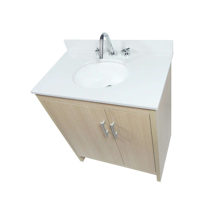 31" Single Vanity In Gray Pine Finish Top With White Quartz And Oval Sink - 808130-31-CO