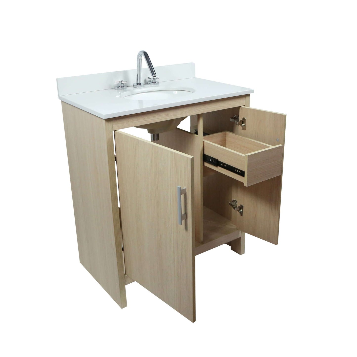 31" Single Vanity In Gray Pine Finish Top With White Quartz And Oval Sink - 808130-31-CO