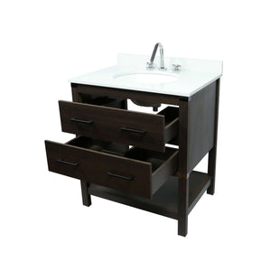31" Single Vanity In Dark Gray RG Finish Top With White Quartz And Oval Sink - 808175-31-RG