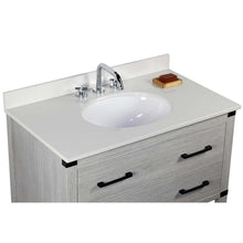 Load image into Gallery viewer, 37&quot; Single vanity in Gray Pine finish top with White Quartz and oval sink - 808175-36-GP-WEO
