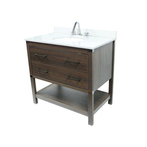 37" Single Vanity In Dark Gray RG Finish Top With White Quartz And Oval Sink - 808175-37-RG