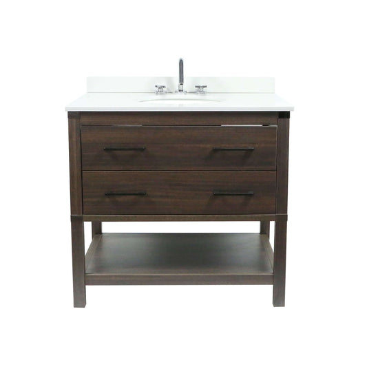 37" Single Vanity In Dark Gray RG Finish Top With White Quartz And Oval Sink - 808175-37-RG