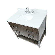 Load image into Gallery viewer, 37&quot; Single Vanity In Dark Gray RG Finish Top With White Quartz And Oval Sink - 808175-37-RG