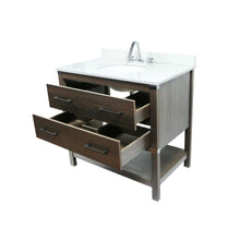 Load image into Gallery viewer, 37&quot; Single Vanity In Dark Gray RG Finish Top With White Quartz And Oval Sink - 808175-37-RG