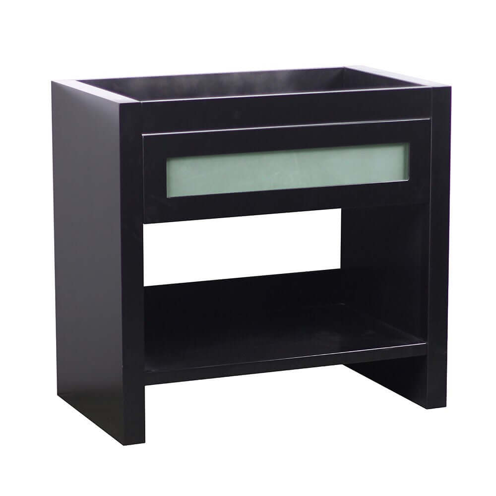 37" Single vanity in Matte Black finish top with Black Galaxy and rectangle sink - 808185-36-BL-BGR