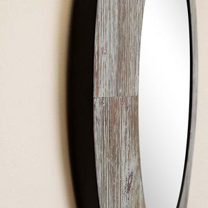 24 in. Oval Wood Grain Frame Mirror in Antique White Finish - 808201-M
