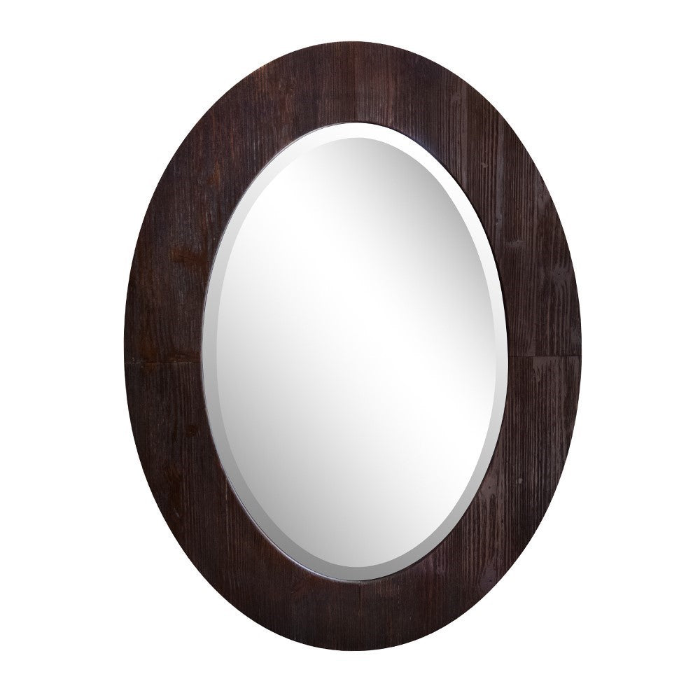 24 in. Oval Wood Grain Frame Mirror in Teak Finish - 808204-M