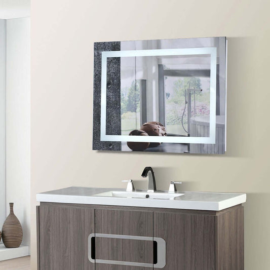 36 in. Rectangular LED Bordered Illuminated Mirror with Bluetooth Speakers - 808454-M-36