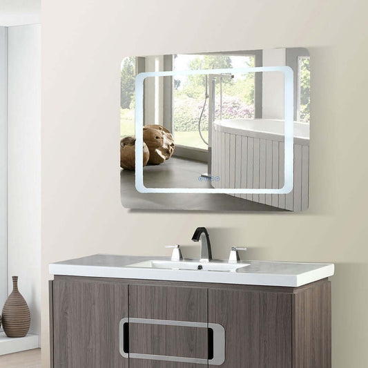 36 in. Rectangular LED Bordered Illuminated Mirror with Bluetooth Speakers - 808485-M-36