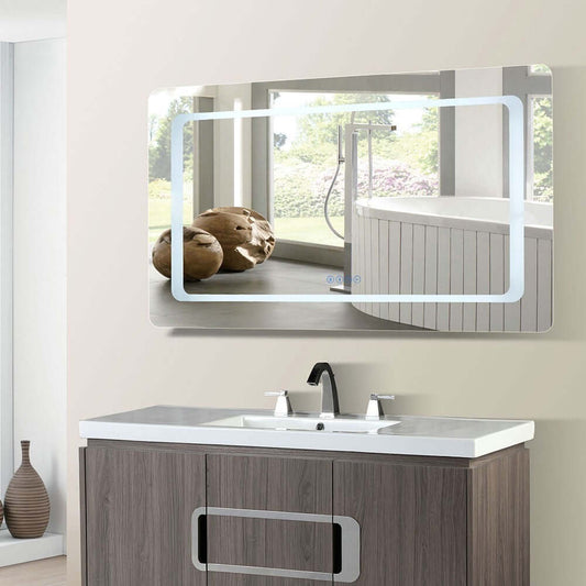 48 in. Rectangular LED Bordered Illuminated Mirror with Bluetooth Speakers - 808485-M-48