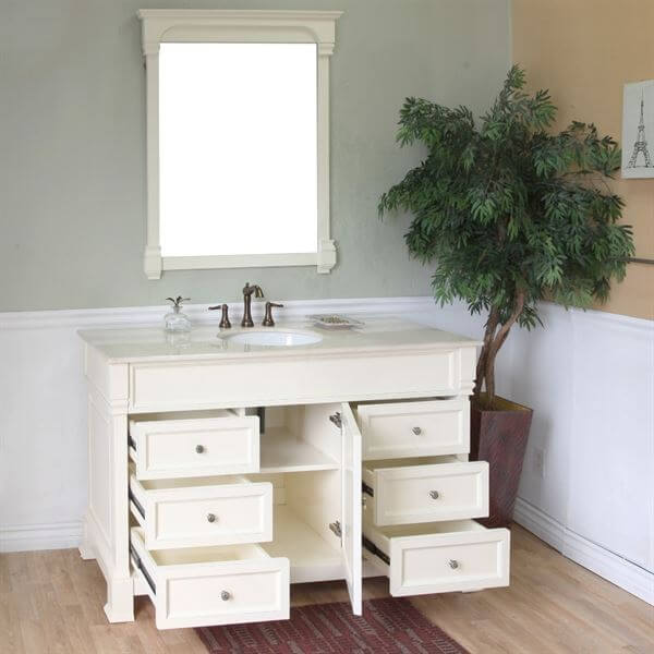 50 in Single sink vanity-wood-cream white - 205050-CR