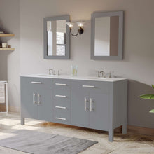 Load image into Gallery viewer, 72 inch Gray Wood and Porcelain Double Basin Sink Vanity Set – 8162G