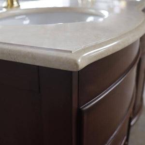 62 in Double sink vanity Walnut finish in Cream Marble top - 603316-LW-AM