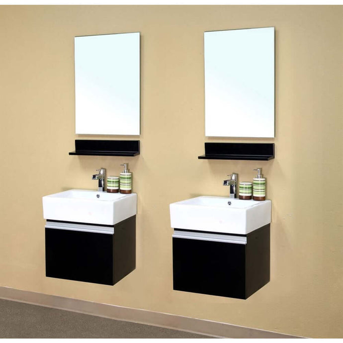 41 in Double wall mount style sink vanity-wood-dark espresso - 203145-D