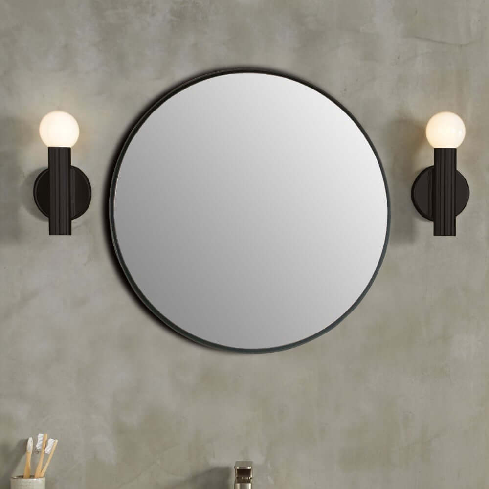 Round Metal Frame Mirror in Matte Black - 8831-24BL