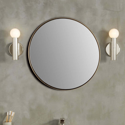 Round Metal Frame Mirror in Brushed Gold - 8831-24GD