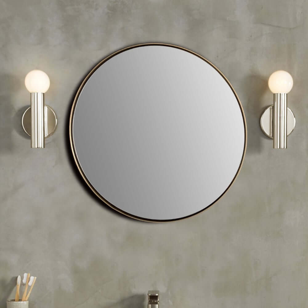 Round Metal Frame Mirror in Brushed Gold - 8831-24GD
