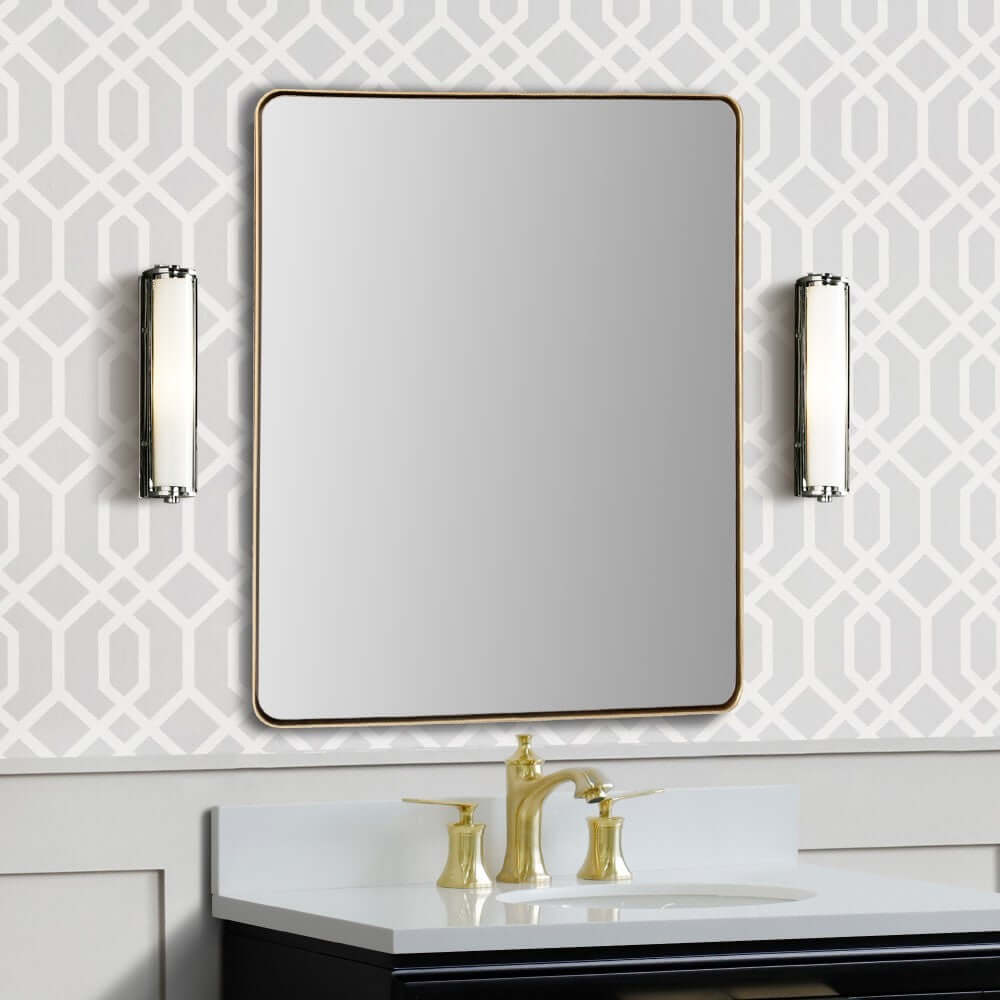 Rectangular Metal Frame Mirror in Brushed Gold - 8832-24GD