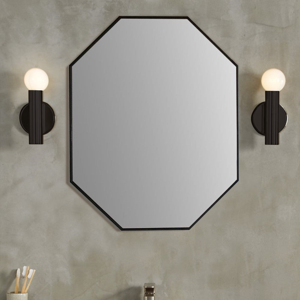 Octagon Metal Frame Mirror in Matte Black - 8834-24BL