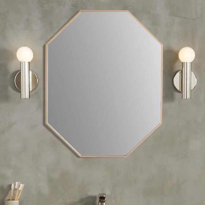 Octagon Metal Frame Mirror in Brushed Gold - 8834-24GD