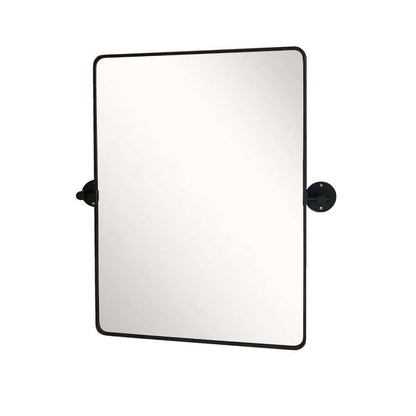 Rectangular Metal Frame Pivot Mirror in Matte Black - 8836-24BL