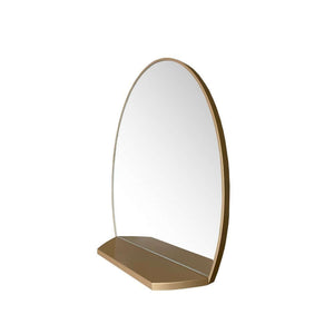 Oval Metal Frame Mirror with Shelf in Brushed Gold - 8837-24GD