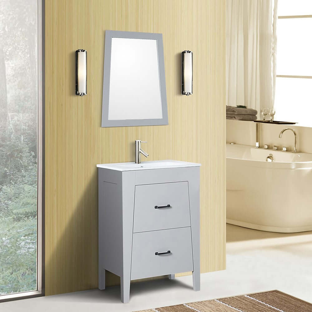 24 in Single sink vanity-manufactured wood-light gray - 9008-24-LG