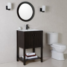 Load image into Gallery viewer, Round framed mirror-manufactured wood-sable walnut - 9900-M-SW
