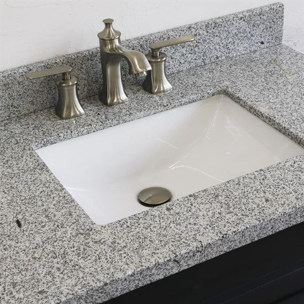 37" Single sink vanity in Dark Gray finish with Gray granite and CENTER rectangle sink- RIGHT drawers - 400700-37R-DG-GYRC