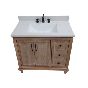 37 in. Single Sink Vanity in Weathered Neutral with Engineered Quartz Top - A3722-MT3-AQ
