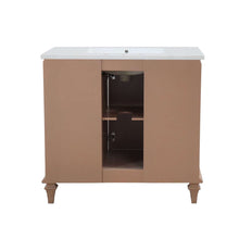 Load image into Gallery viewer, 37 in. Single Sink Vanity in Weathered Neutral with Engineered Quartz Top - A3722-MT3-AQ