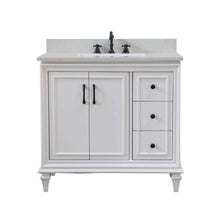 Load image into Gallery viewer, 37 in. Single Sink Vanity in White with Engineered Quartz Top - A3722-WH-AQ