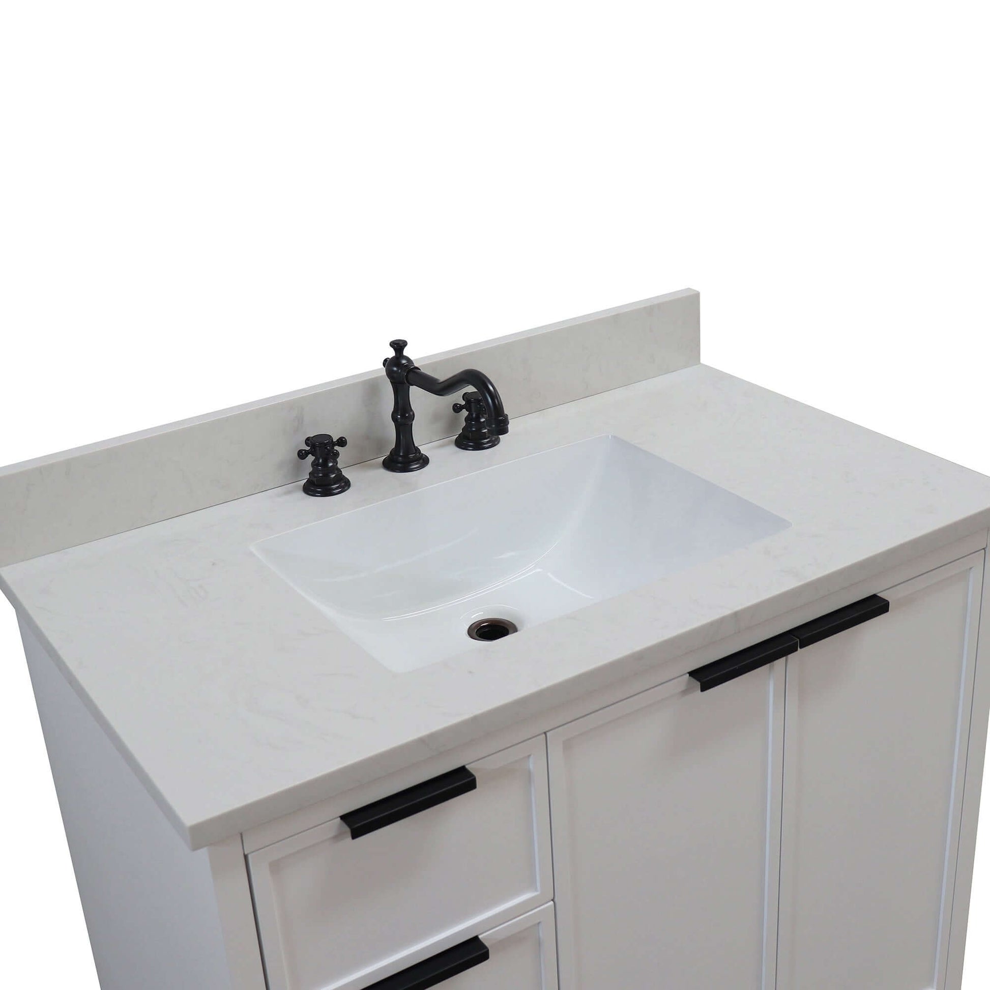 37 in. Single Sink Vanity in Dark Cherry with Engineered Quartz Top - D3722-MT1-AQ