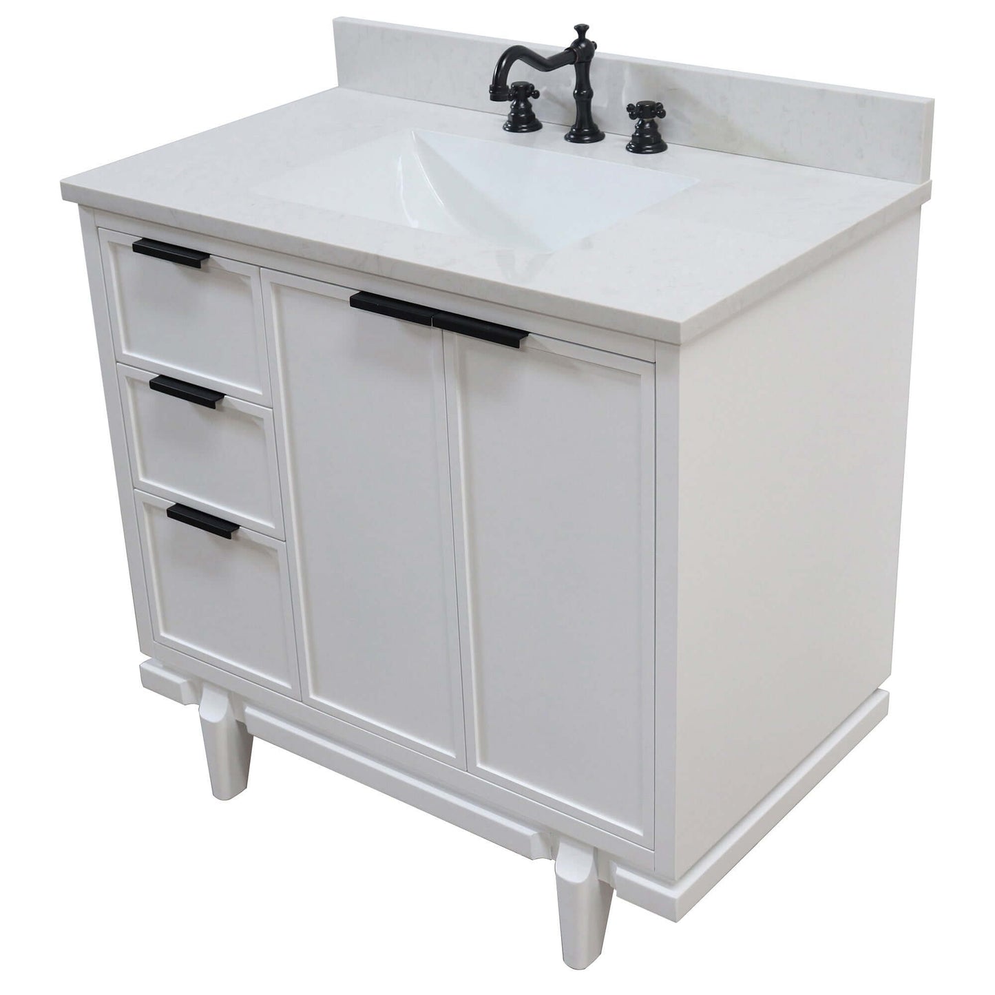 37 in. Single Sink Vanity in Dark Cherry with Engineered Quartz Top - D3722-MT1-AQ