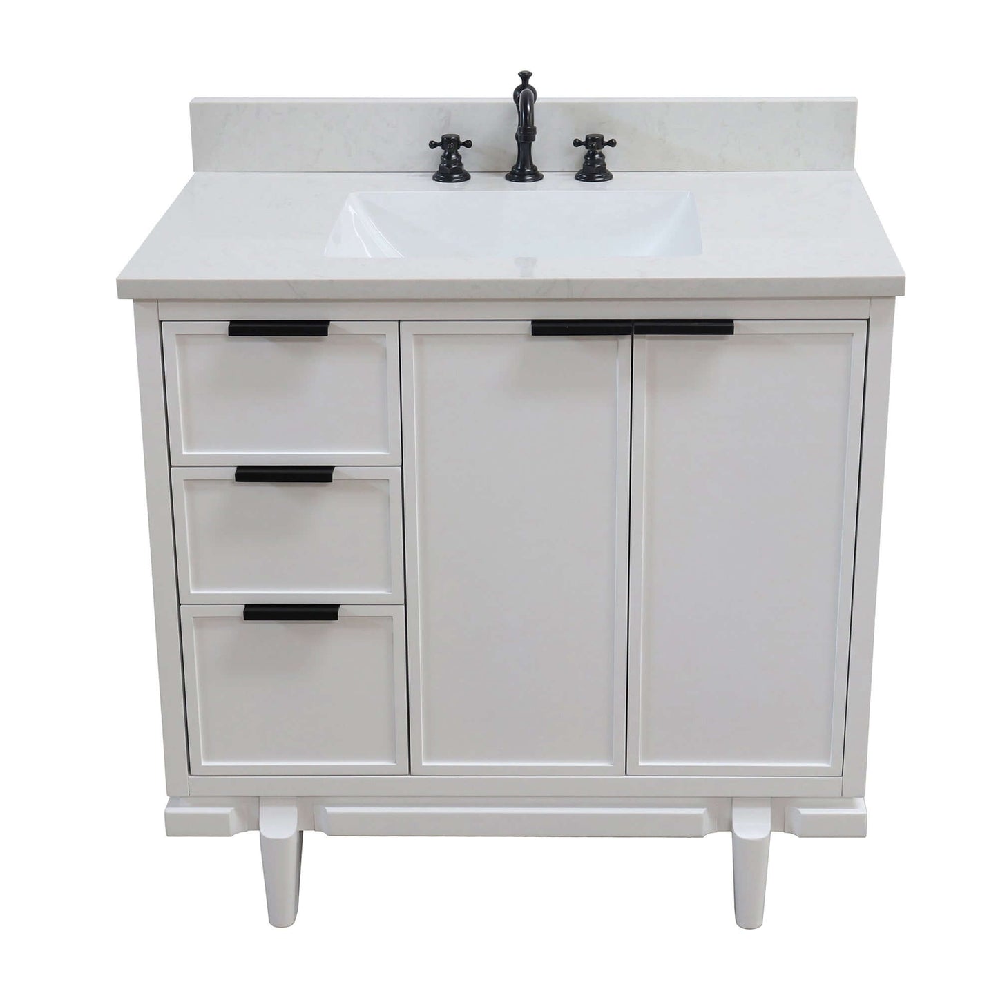 37 in. Single Sink Vanity in Dark Cherry with Engineered Quartz Top - D3722-MT1-AQ