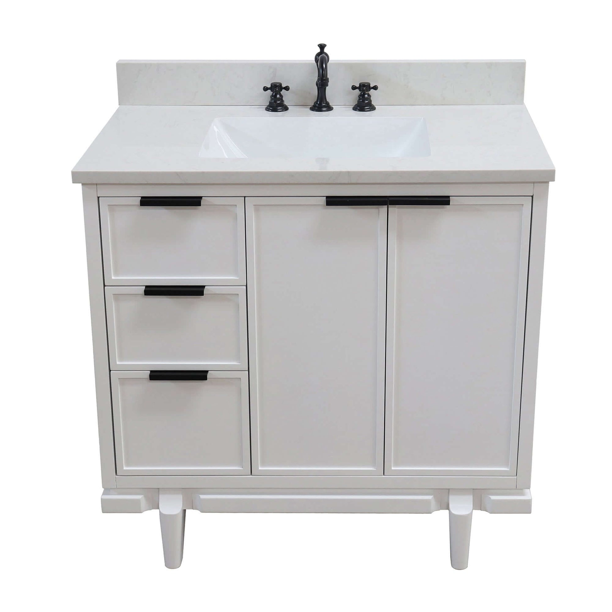 37 in. Single Sink Vanity in Dark Cherry with Engineered Quartz Top - D3722-MT1-AQ