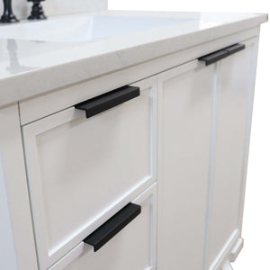 37 in. Single Sink Vanity in White with Engineered Quartz Top - D3722-WH-AQ