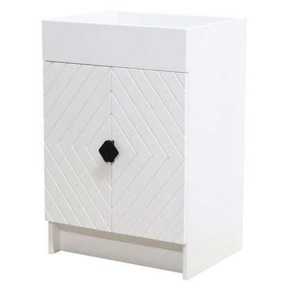 23 in. Single Sink Foldable Vanity Cabinet, White Finish - F23C-BL-CAB