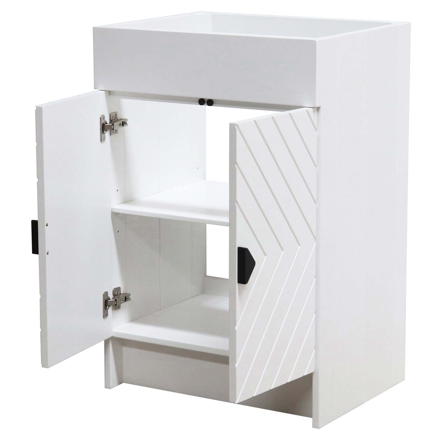 23 in. Single Sink Foldable Vanity Cabinet, White Finish - F23C-BL-CAB