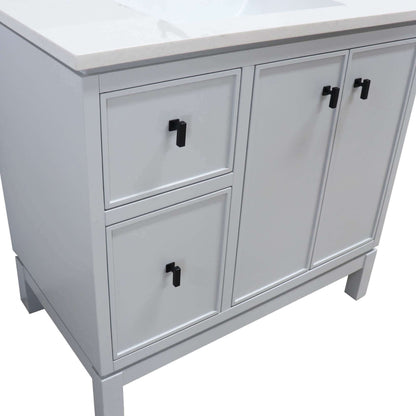 37 in. Single Sink Vanity in French Gray with Engineered Quartz Top - G3722-BL-FG-AQ