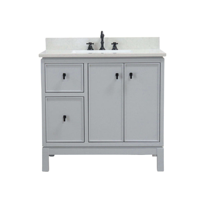 37 in. Single Sink Vanity in French Gray with Engineered Quartz Top - G3722-BL-FG-AQ
