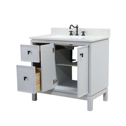 37 in. Single Sink Vanity in French Gray with Engineered Quartz Top - G3722-BL-FG-AQ