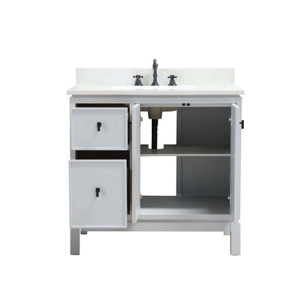 37 in. Single Sink Vanity in French Gray with Engineered Quartz Top - G3722-BL-FG-AQ