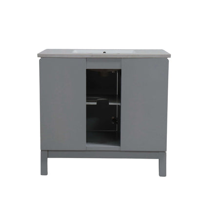 37 in. Single Sink Vanity in French Gray with Engineered Quartz Top - G3722-BL-FG-AQ