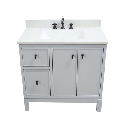 37 in. Single Sink Vanity in French Gray with Engineered Quartz Top - G3722-BL-FG-AQ