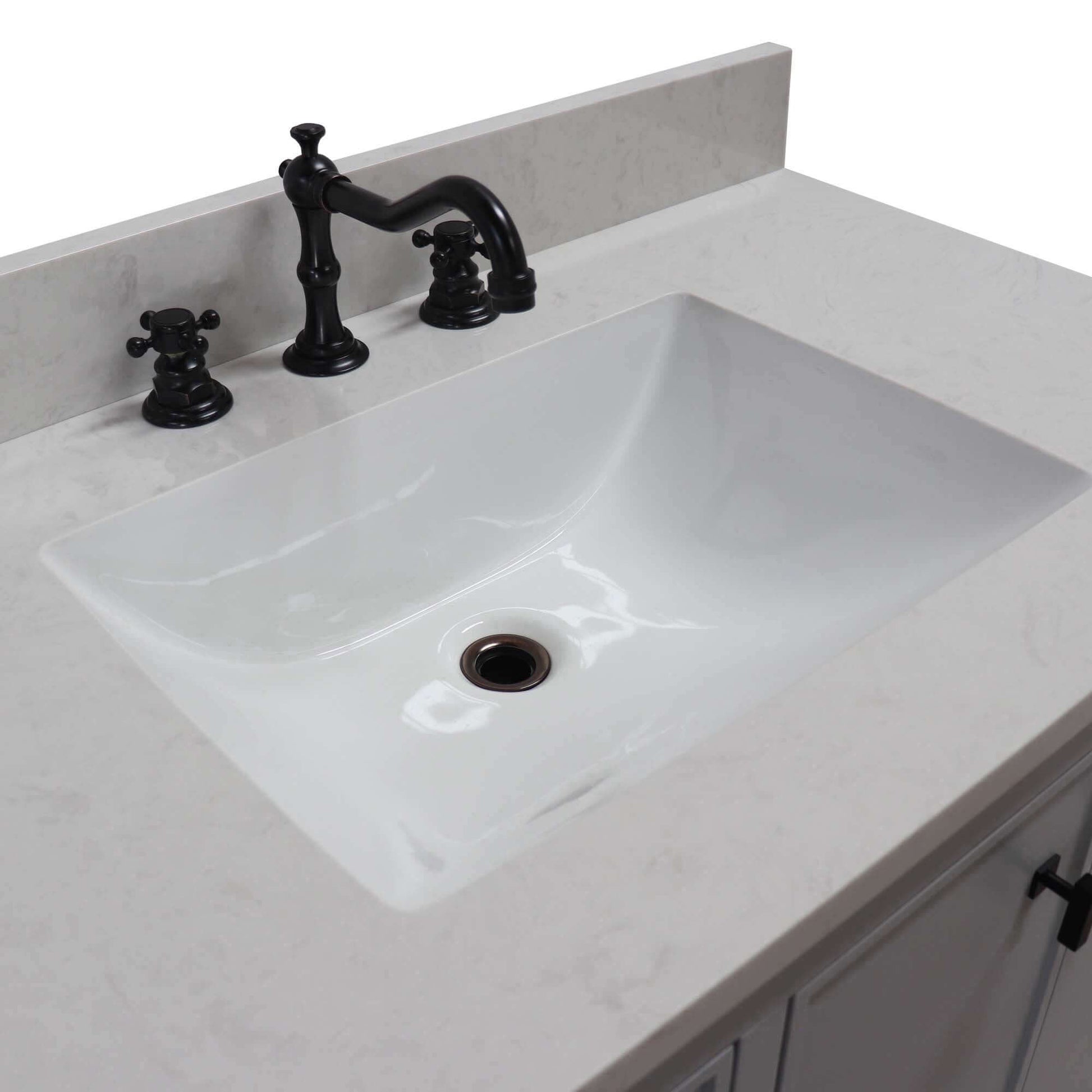 37 in. Single Sink Vanity in French Gray with Engineered Quartz Top - G3722-BL-FG-AQ