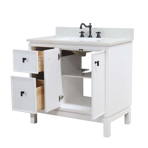 37 in. Single Sink Vanity in White with Engineered Quartz Top - G3722-BL-WH-AQ