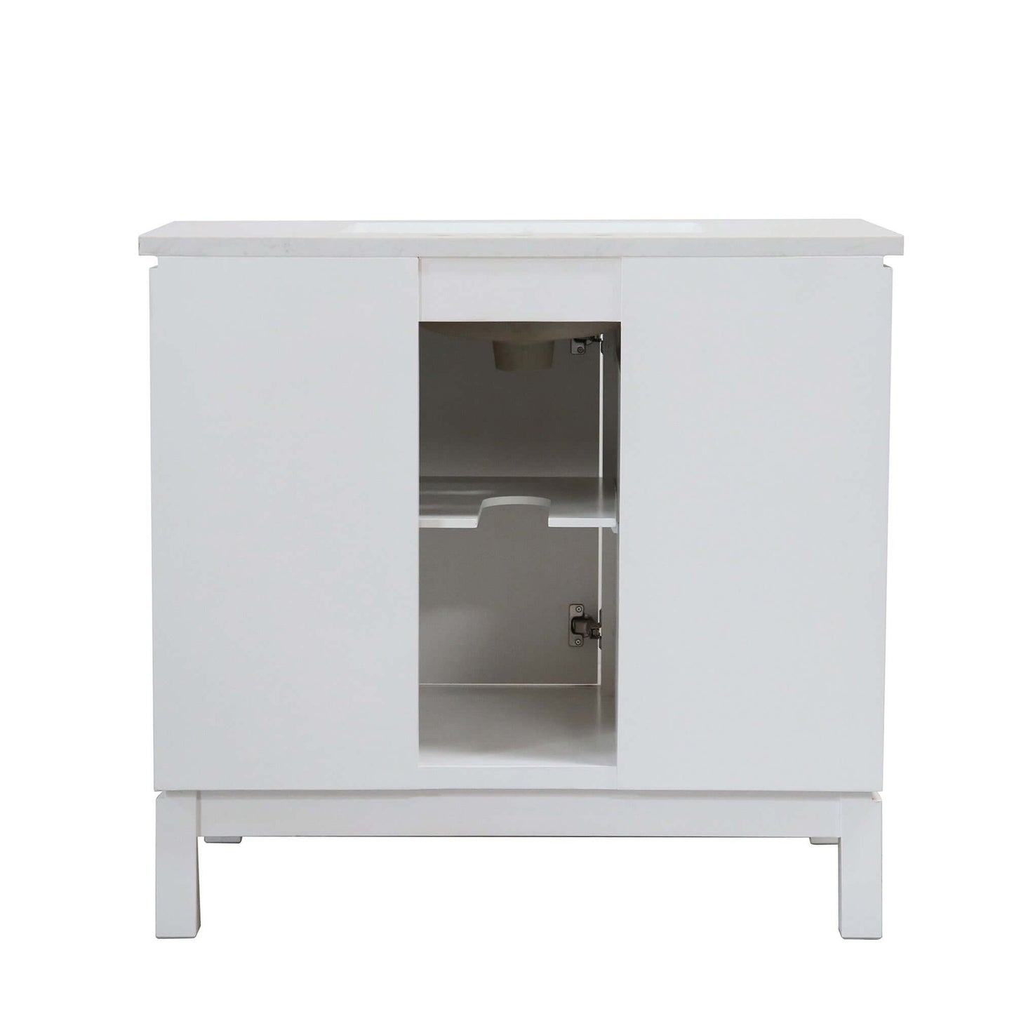 37 in. Single Sink Vanity in White with Engineered Quartz Top - G3722-BL-WH-AQ